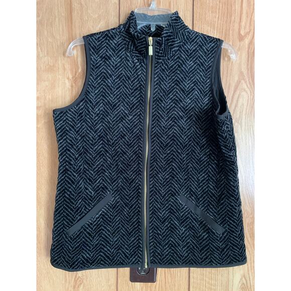 Charter Club herringbone textured vest women's size small black gray full zip - Picture 10 of 13